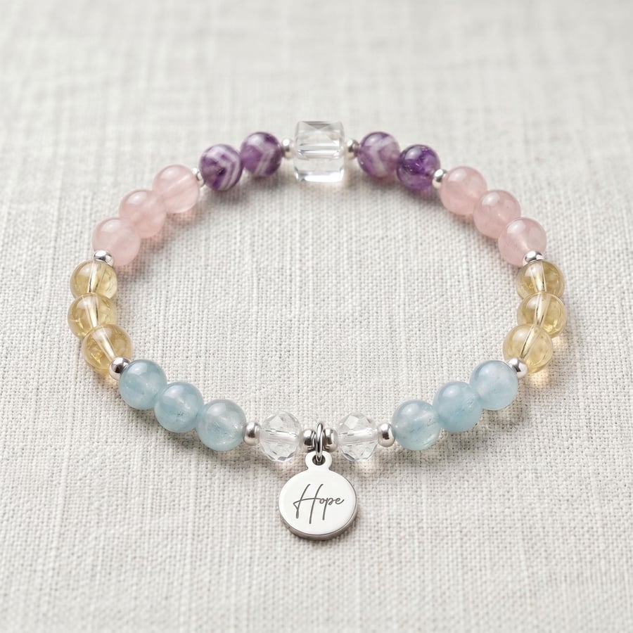 Depression & Low Mood Crystal Bracelet, Uplifting, Personalised Gift