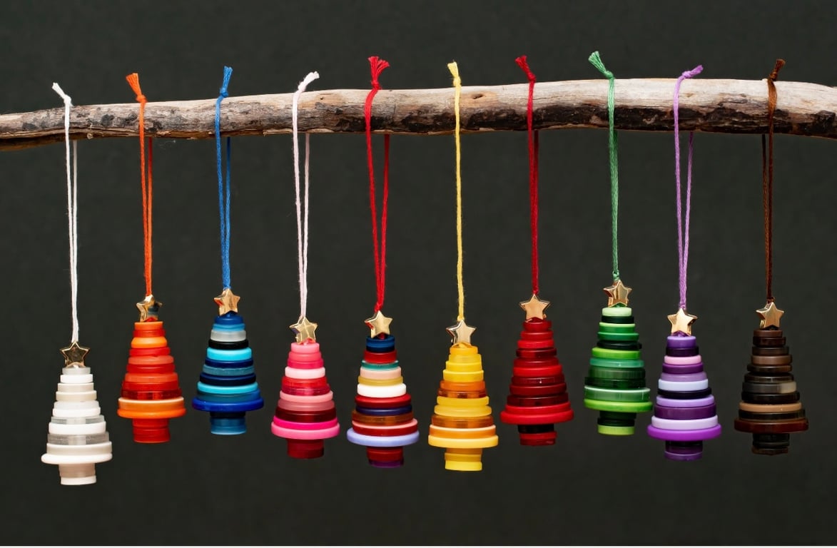 Handmade button Christmas tree decoration