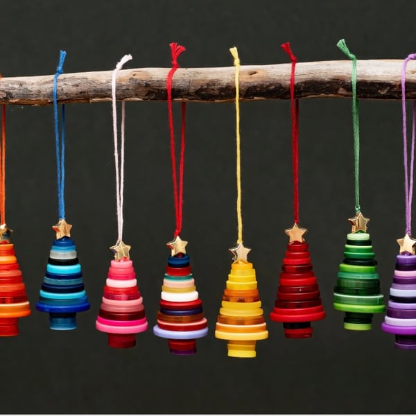 Handmade button Christmas tree decoration