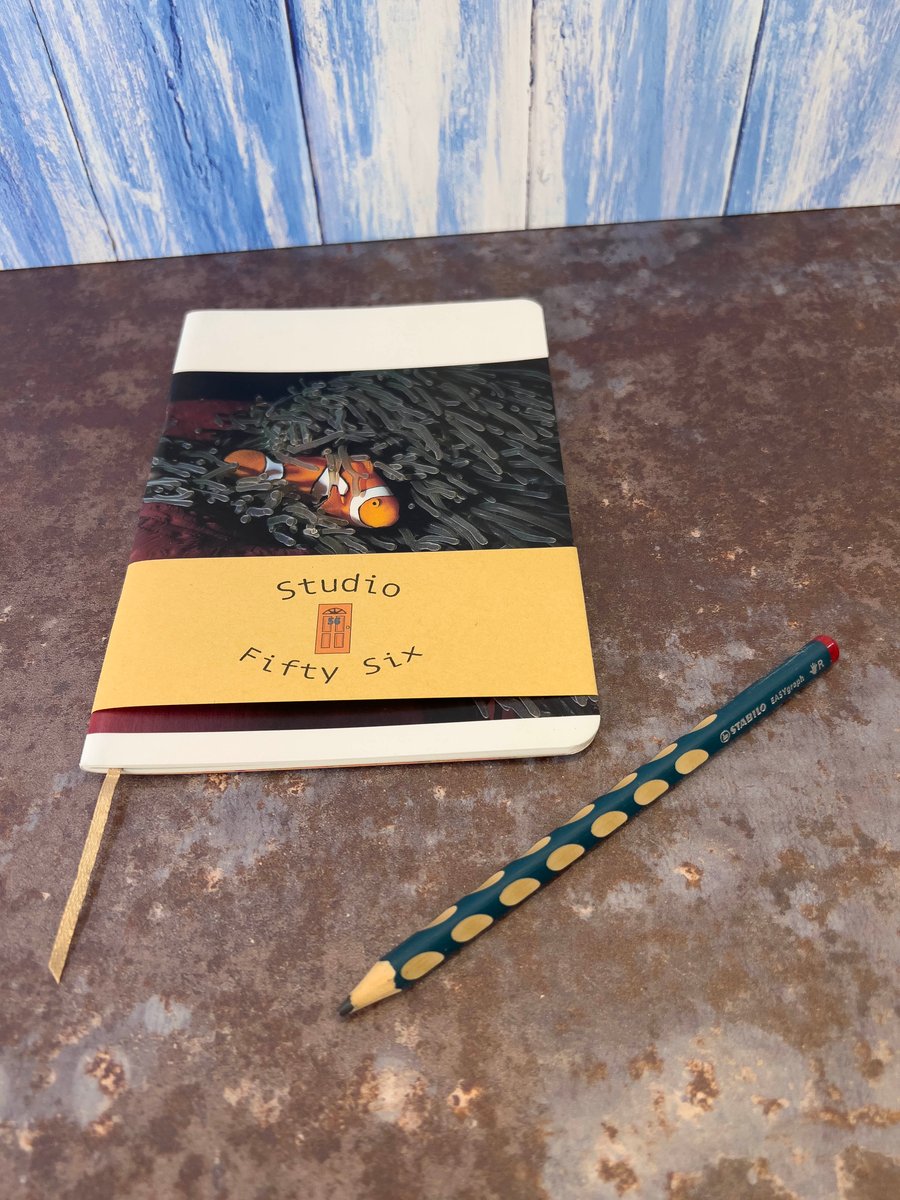 Notebook, Marine themed, A5 (ish), made from up-cycled and recycled materials.