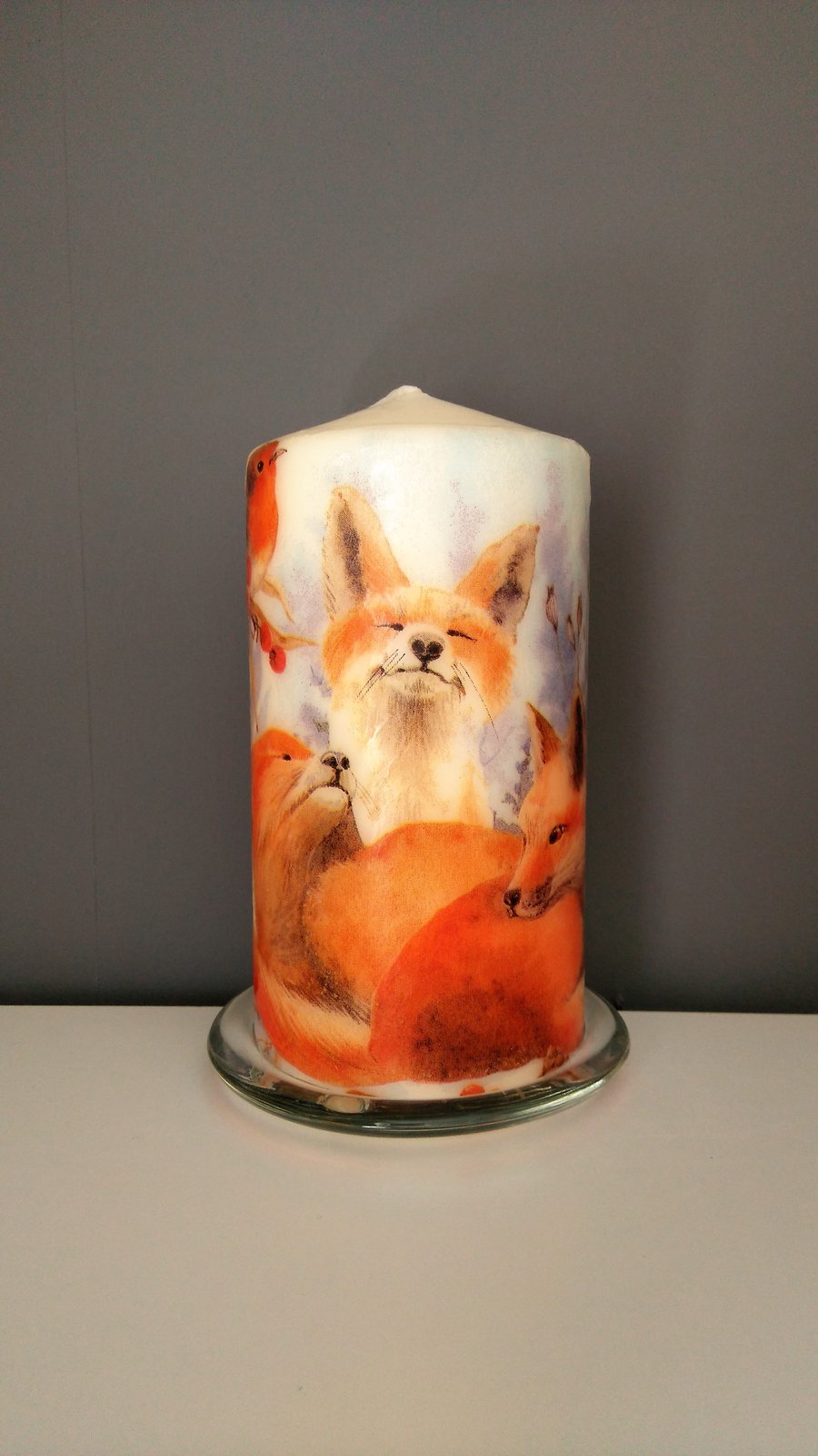 decorated fox candle