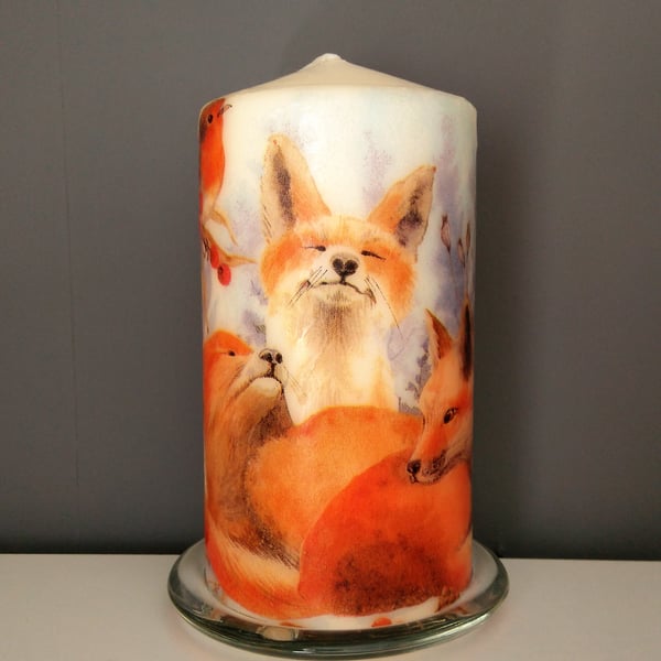 decorated fox candle