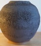 Dark charcoal lava texture vase, moon jar, handmade pottery - Image 7