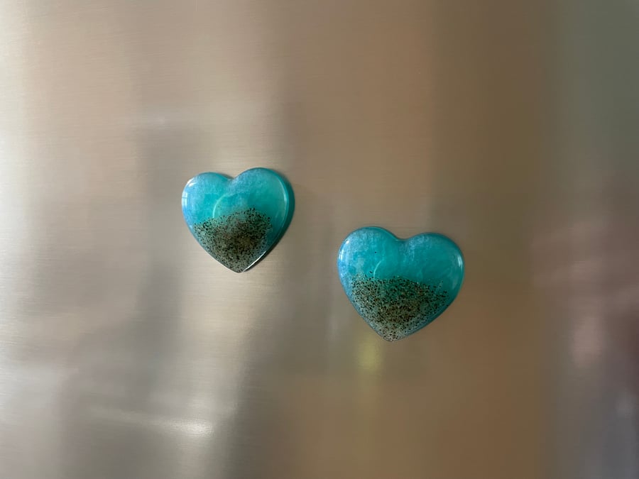 Sea and Sand heart magnets