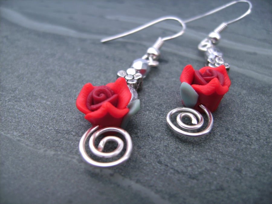 Red Rose Valentine Earrings