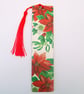 Christmas poinsettia floral wood decoupage bookmark with tassel - Image 2