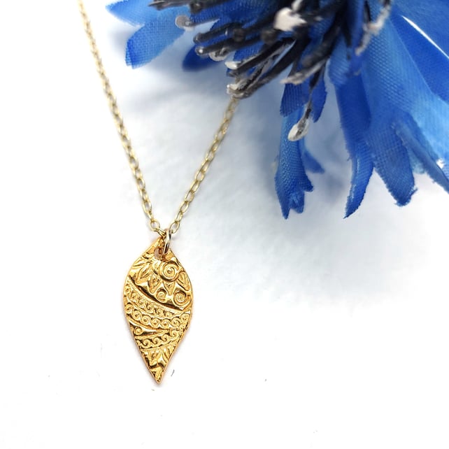 Yellow gold vermeil silver Boho pendant necklace - small