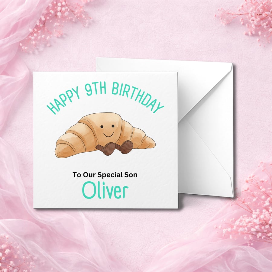 Personalised  Birthday Card, Cute Design, Custom Name, Son Daughter Kids Card