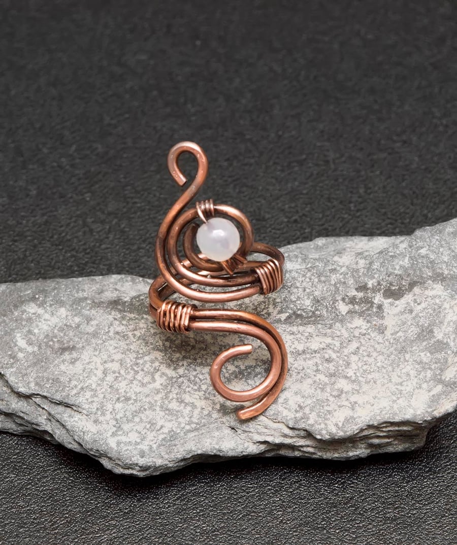 Copper finger ring,Wire Wrapped Adjustable copper ring,antique copper ring.