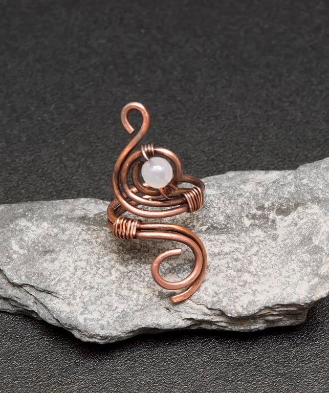 Copper finger ring,Wire Wrapped Adjustable copper ring,antique copper ring.