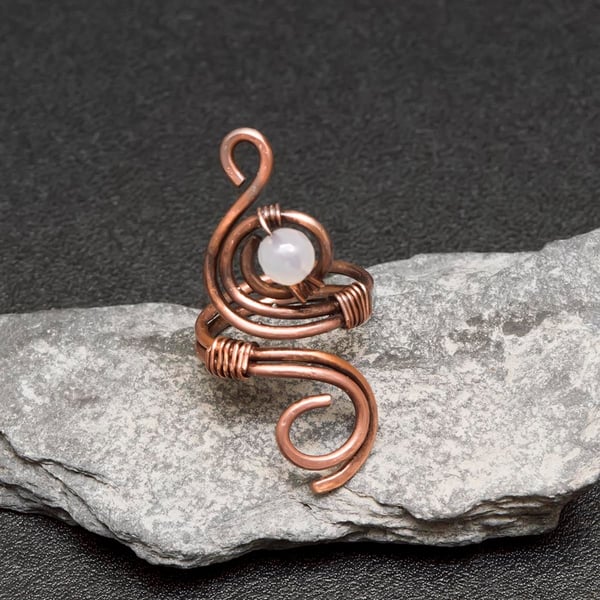 Copper finger ring,Wire Wrapped Adjustable copper ring,antique copper ring.