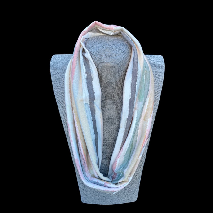 Striped pastel Coloured Organic Jersey Cotton Infinity Scarf