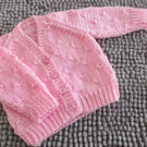 14" Newborn Girls Pink Knots Patterned Cardigan