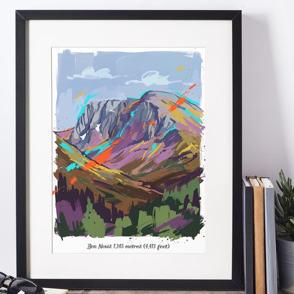 A4 Framed (choice of colours) Ben Nevis Art Print