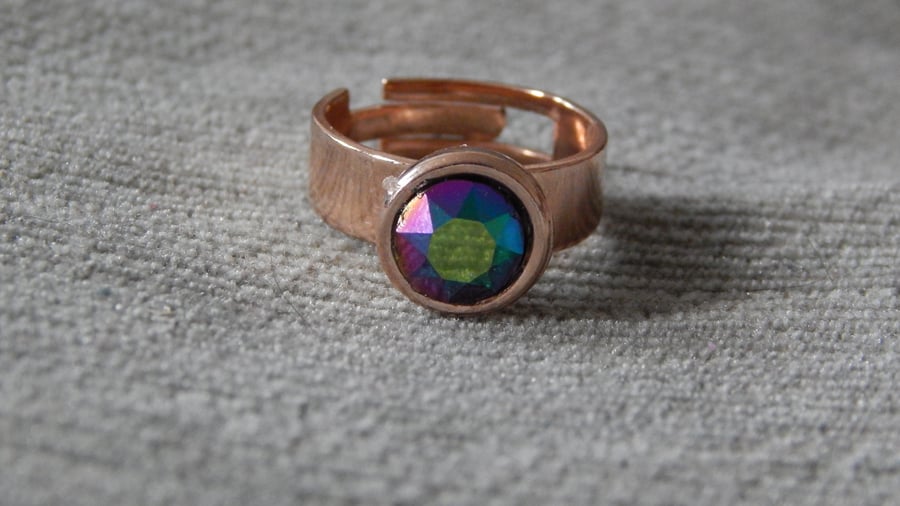 Scarabaeus Green Solitaire Swarovski Ring