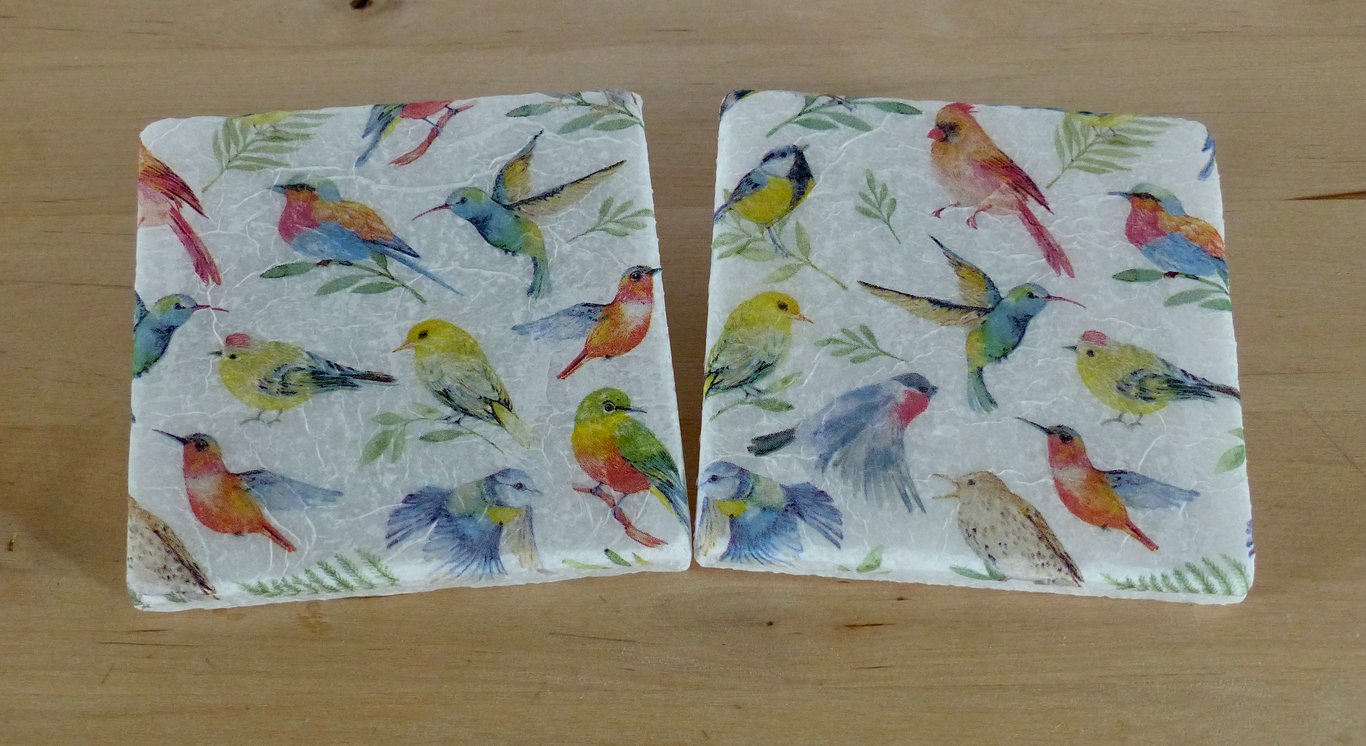Marble 'Tropical Birds' Coasters