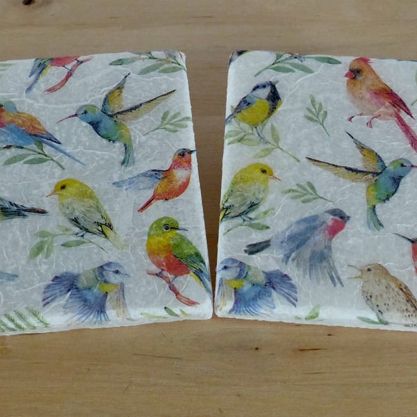 Marble 'Tropical Birds' Coasters