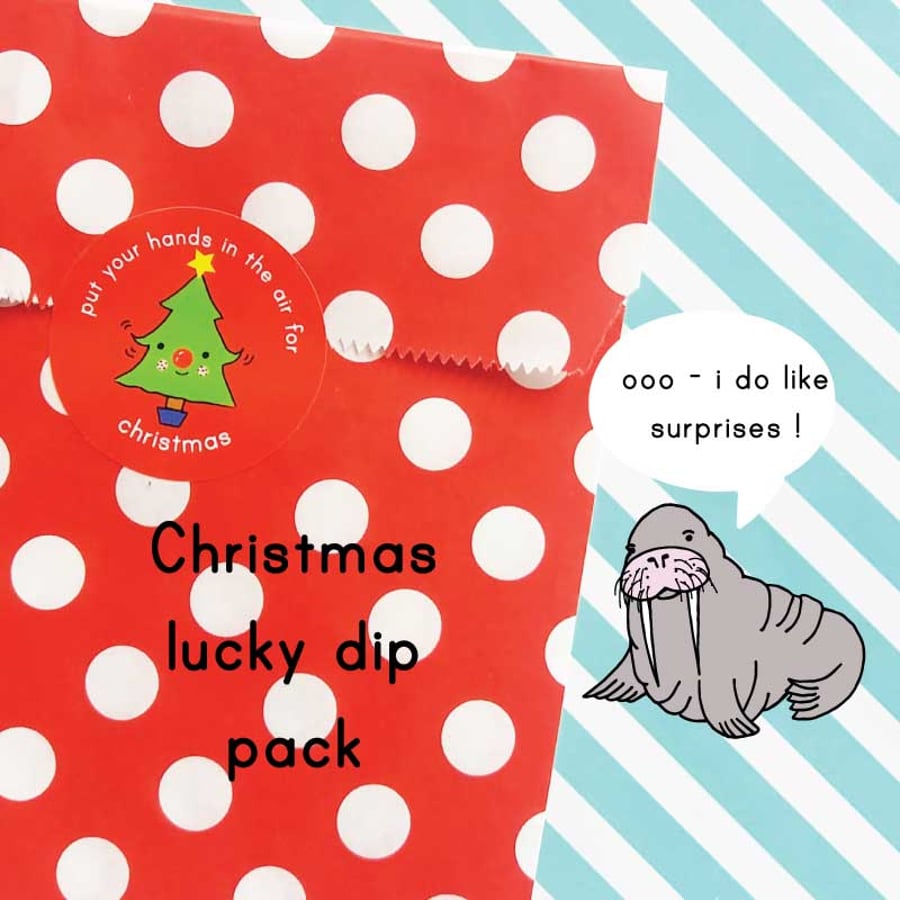 christmas badges, cards and stickers - lucky dip pack