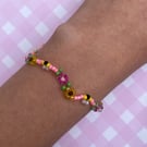 Flowers and Bees Seed Bead Bracelet