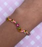 Flowers and Bees Seed Bead Bracelet