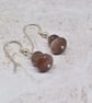 Faceted Chocolate Moonstone and Sterling Silver Earrings