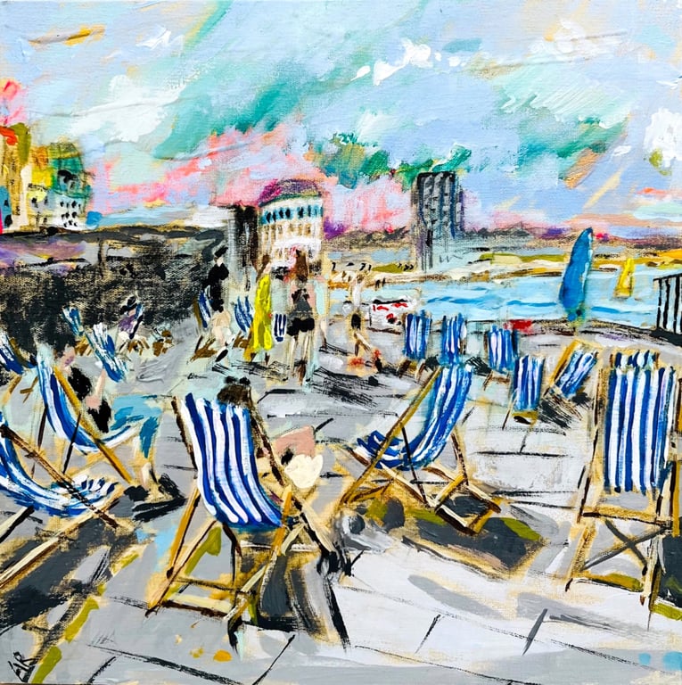 Deckchairs – Margate Harbour Greeting Card
