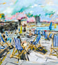 Deckchairs – Margate Harbour Greeting Card - Image 1