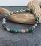 Gemstone beaded sterling silver bracelet, semi-precious stone beads