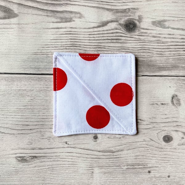 Corner fabric bookmark. White and red spotty, polka dots. Book lovers gift.