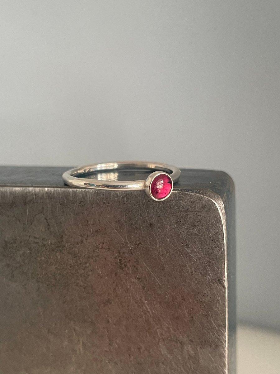 Sterling Silver Garnet Gemstone Stacking Ring  1.5mm January Birthstone H-Z 