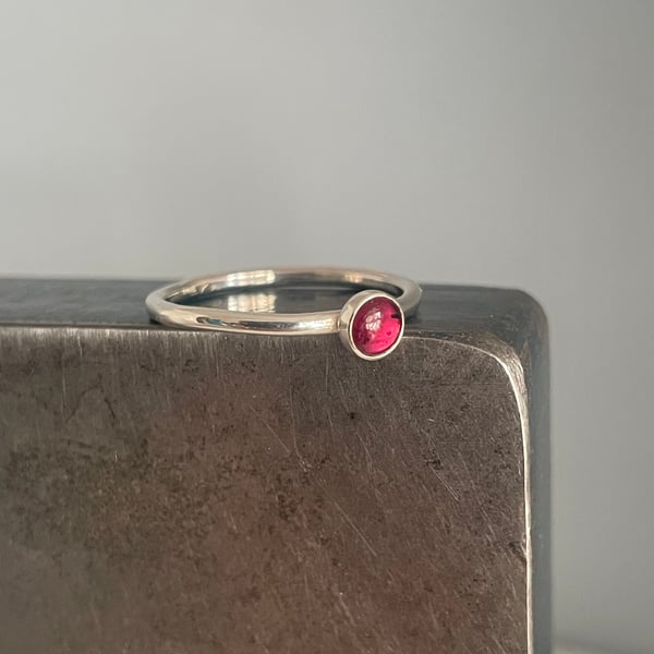 Sterling Silver Garnet Gemstone Stacking Ring  1.5mm January Birthstone H-Z 