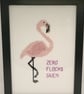 Zero Flocks Given Flamingo Cross Stitch – Funny Handmade Framed Gift - Image 3