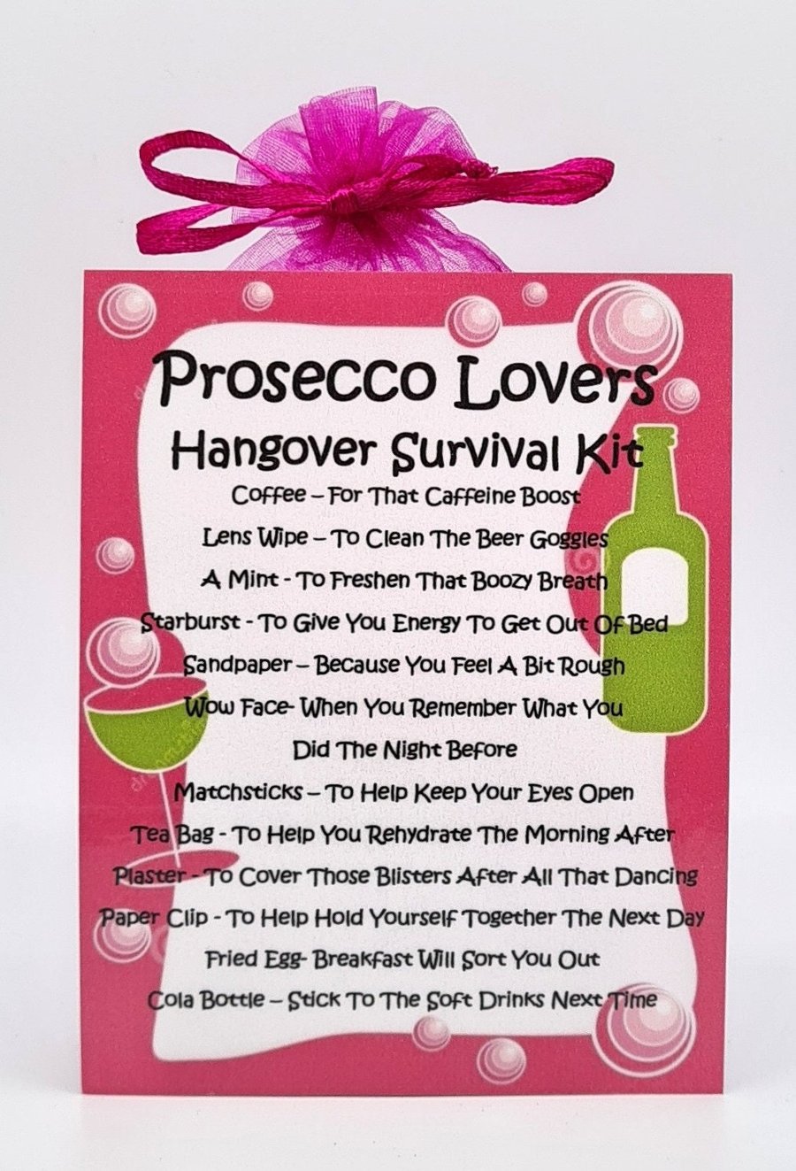 Prosecco Lovers Hangover Survival Kit - Fun novelty gift and greetings card !