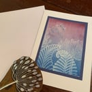 Gelli print moth leaves and seed heads card