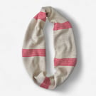 Ecru Infinity Scarf with Red ticking stripe