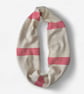 Ecru Infinity Scarf with Red ticking stripe