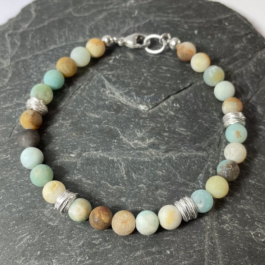 Amazonite and silver bracelet