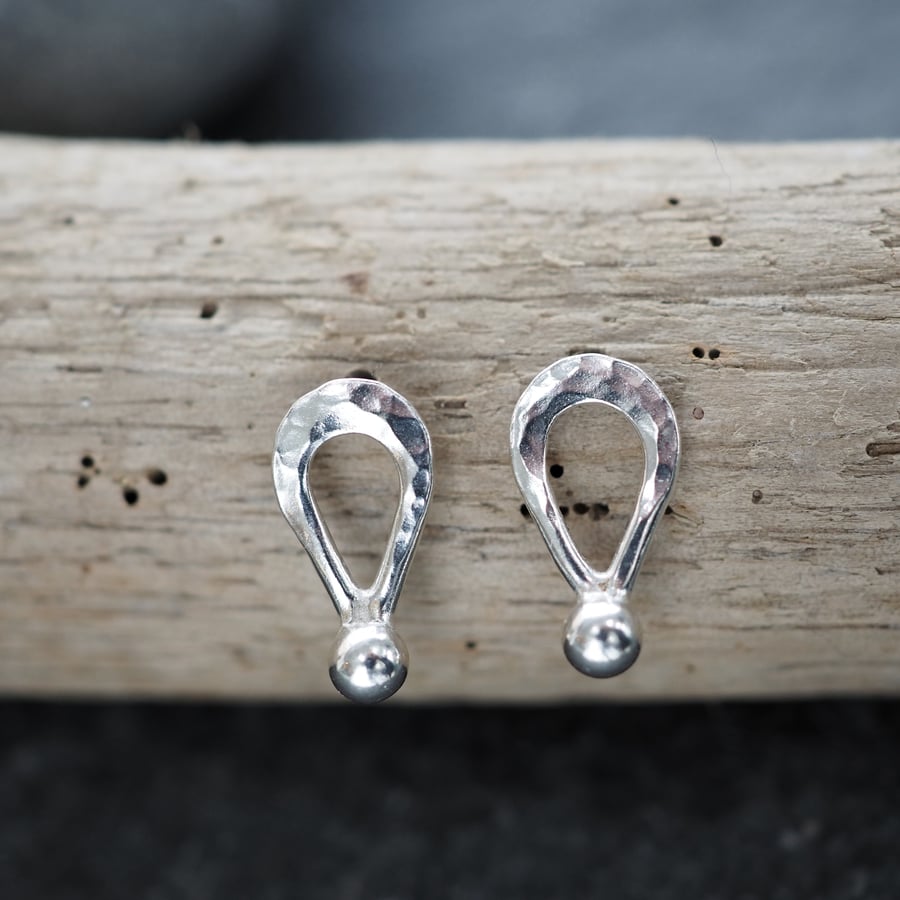 Studs, Small Silver Teardrop Ear Studs, Silver Stud Earrings