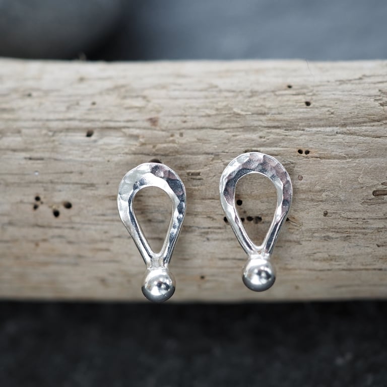 Studs, Small Silver Teardrop Ear Studs, Silver Stud Earrings