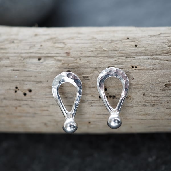 Studs, Small Silver Teardrop Ear Studs, Silver Stud Earrings