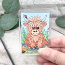 Fridge Magnet - Baby Highland Cow - Acrylic Fridge Magnet 