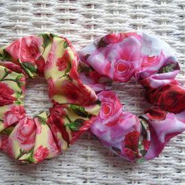 Pack of 2  Hair Scrunchies Roses 