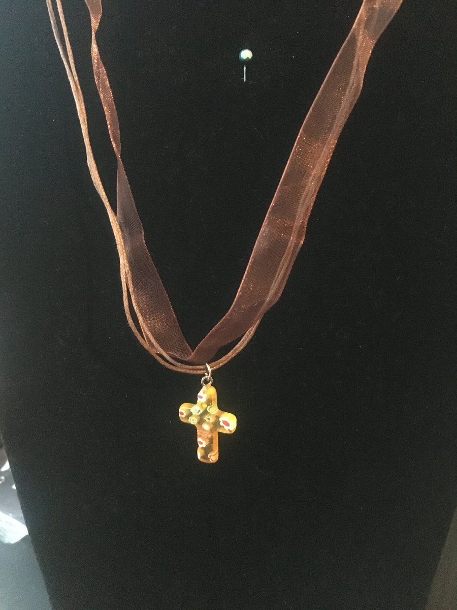 Coloured cross thong necklace