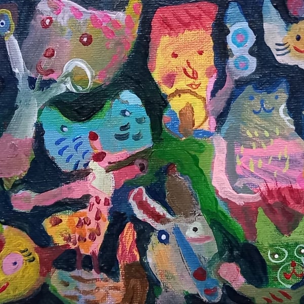 Original intuitive acrylic painting on canvas board