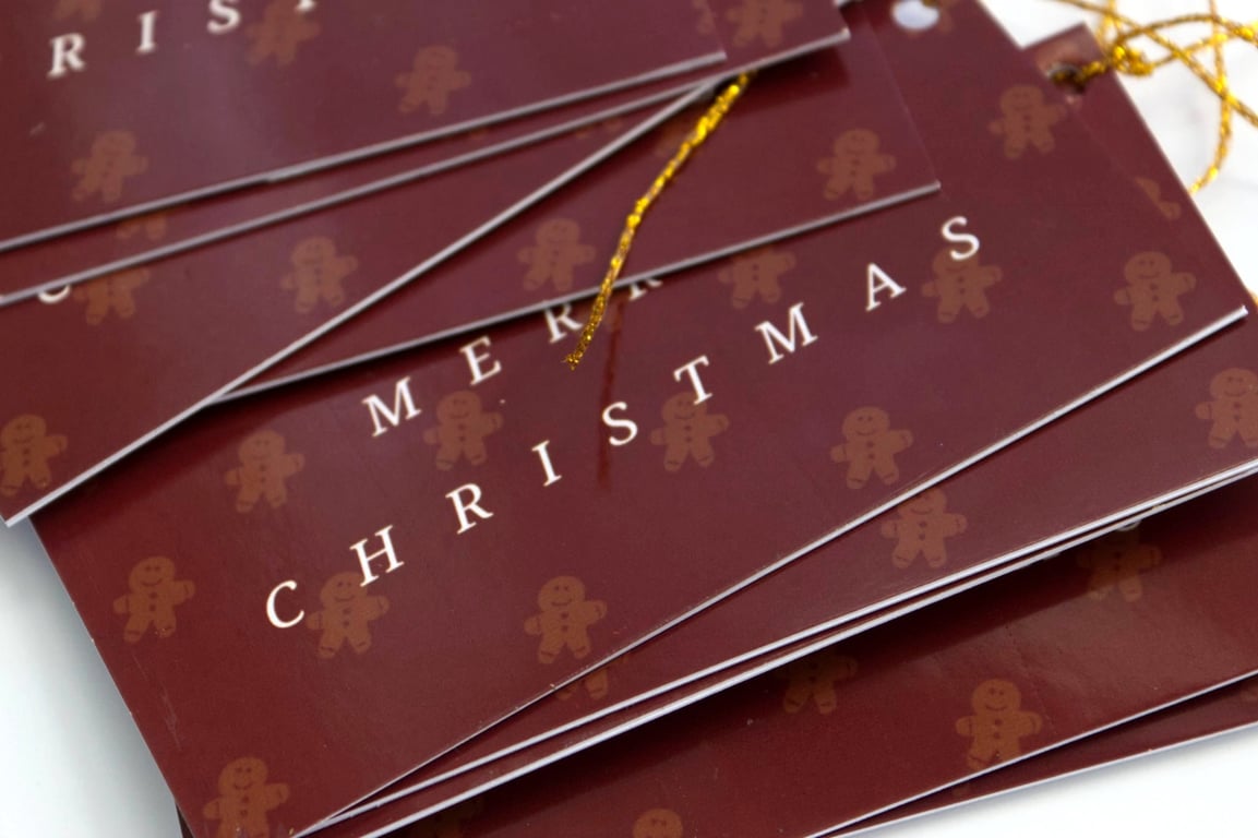 9 'vintage red gingerbread' christmas gift tags, gift wrapping accessory