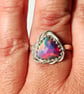 Aurora Opal Adjustable Ring Sterling Silver Sustainable Jewellery Gift Rose Cut - Image 2
