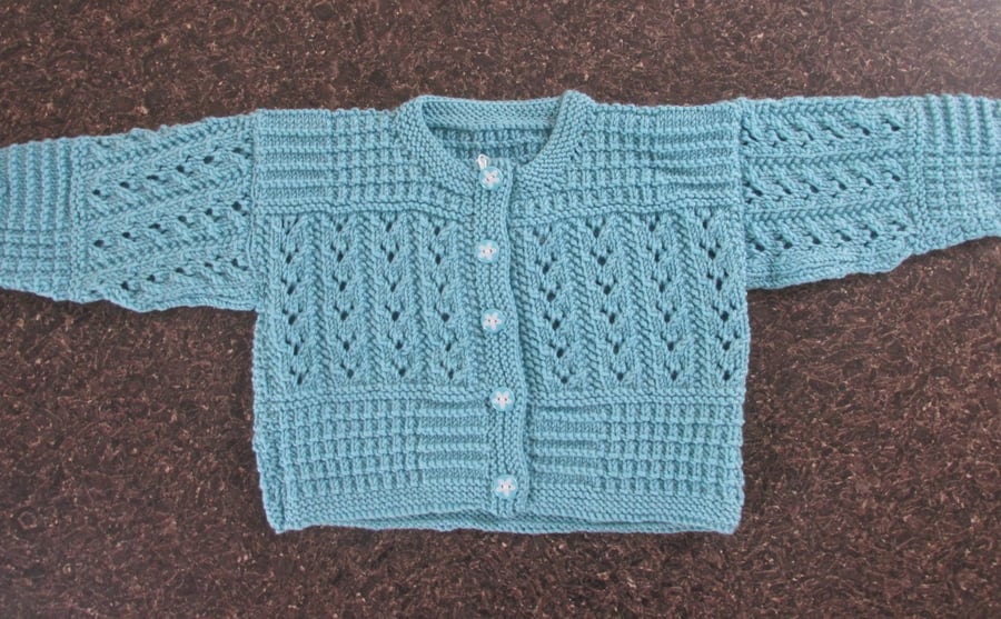 Baby Cardigan 20" Chest, Baby Sweater, Hand Knitted Baby Clothes