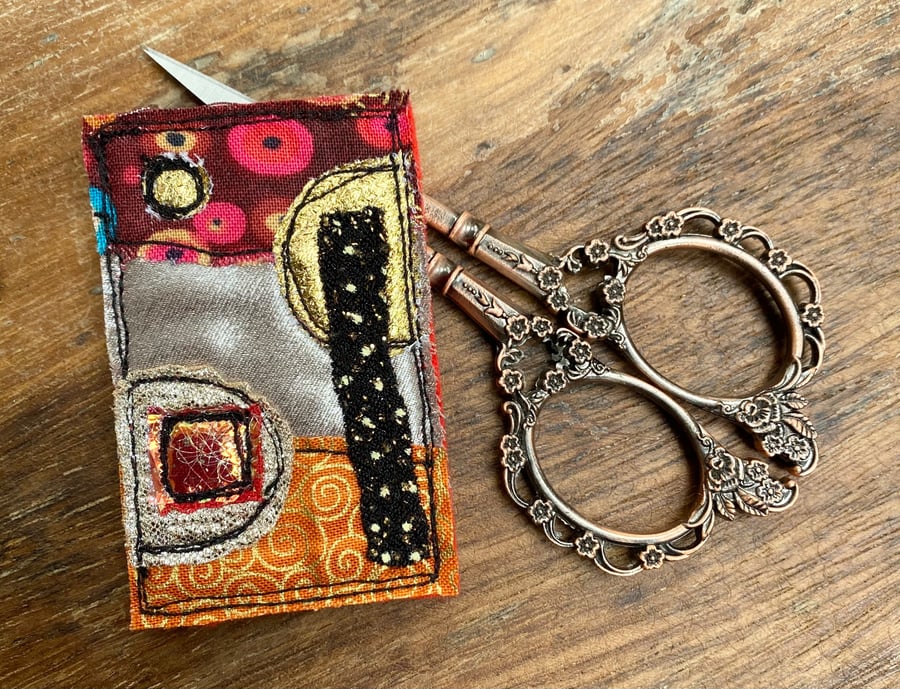 Upcycled geometric abstract brooch pin or badge. 