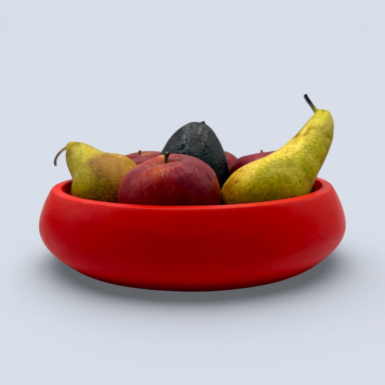 Handmade Red Fruit Bowl and Decorative Bowl, 25 cm Tabletop Centrepiece