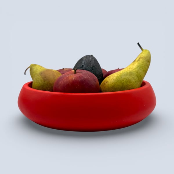Handmade Red Fruit Bowl and Decorative Bowl, 25 cm Tabletop Centrepiece